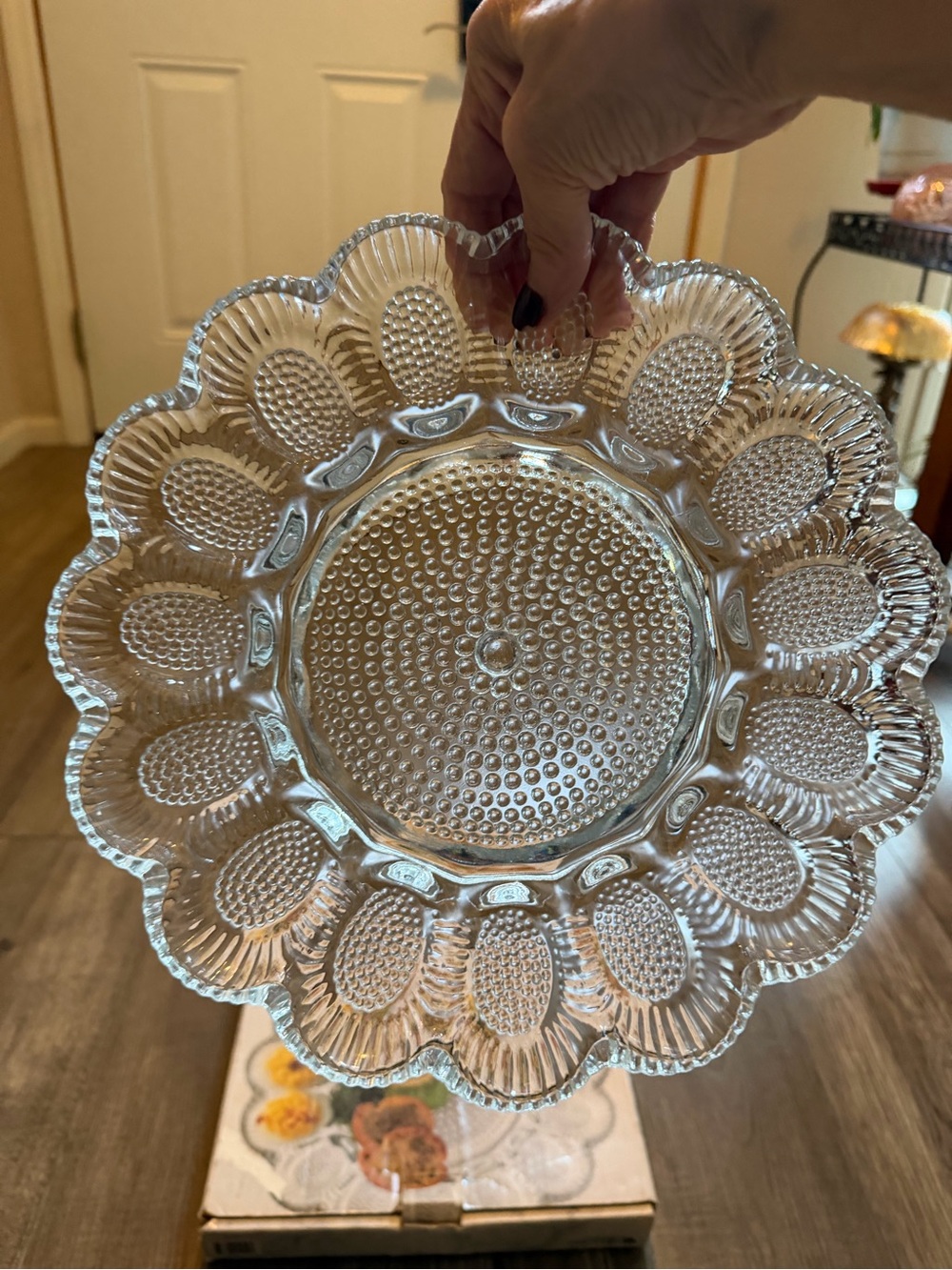 Indiana Glass Clear Scalloped Hobnail Serving Plate
